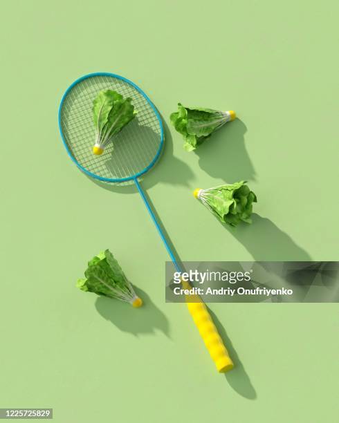 fresh badminton. - spiel sport stock-fotos und bilder