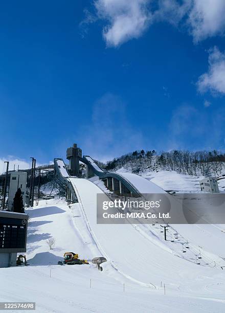 hakuba ski jumping stadium, hakuba, nagano, japan - hakuba fotografías e imágenes de stock
