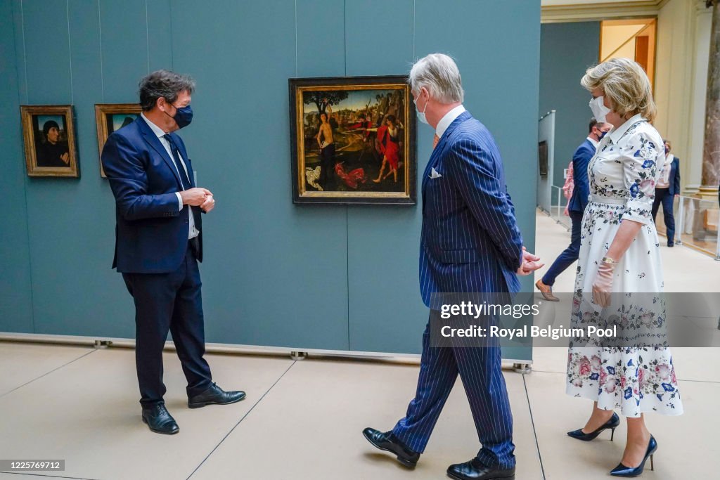 King Philippe Of Belgium And Queen Mathilde Of Belgium Visit The Royal Museums Of Fine Arts