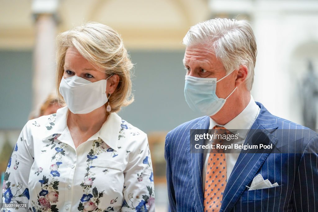 King Philippe Of Belgium And Queen Mathilde Of Belgium Visit The Royal Museums Of Fine Arts