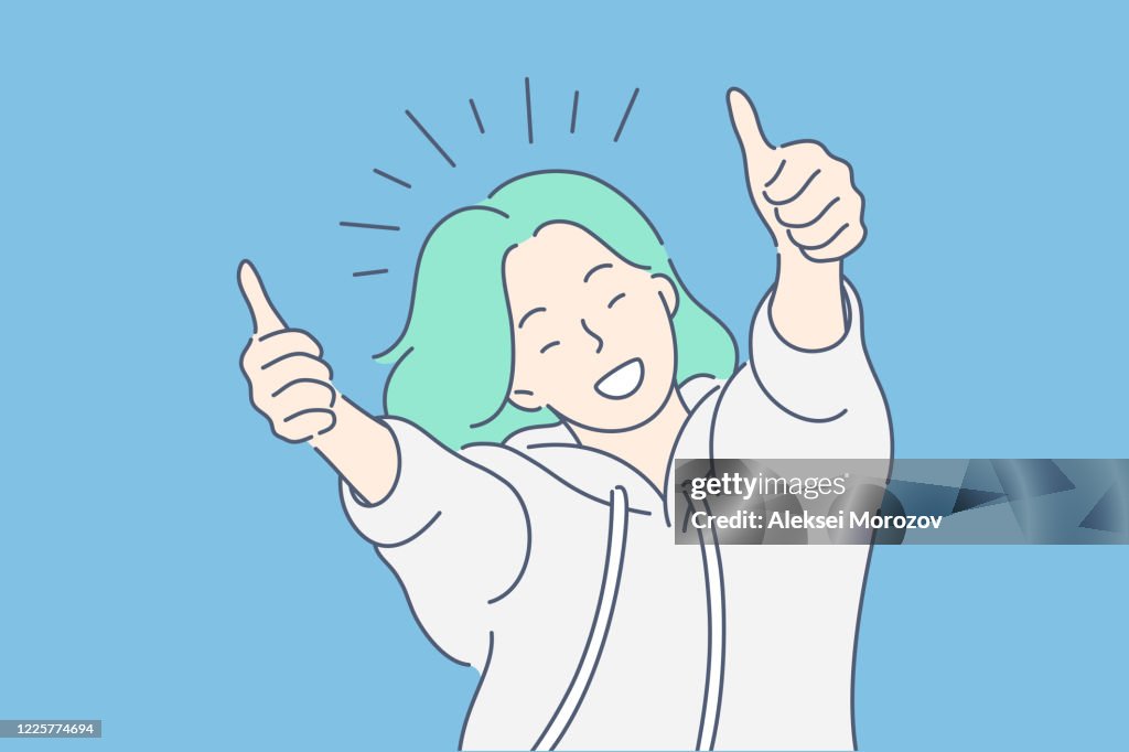 Comme signe, joie, succès, approbation, concept de bonheur