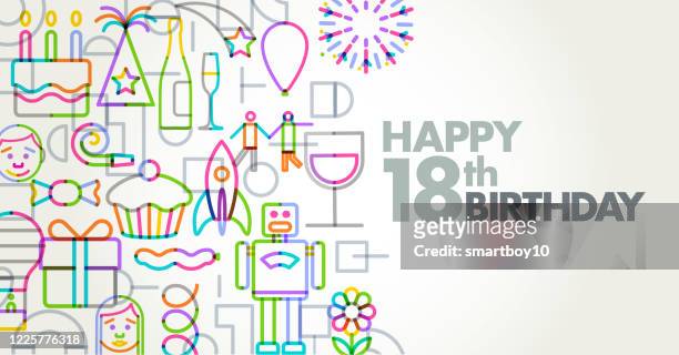 birthday greeting - 18th birthday stock illustrations