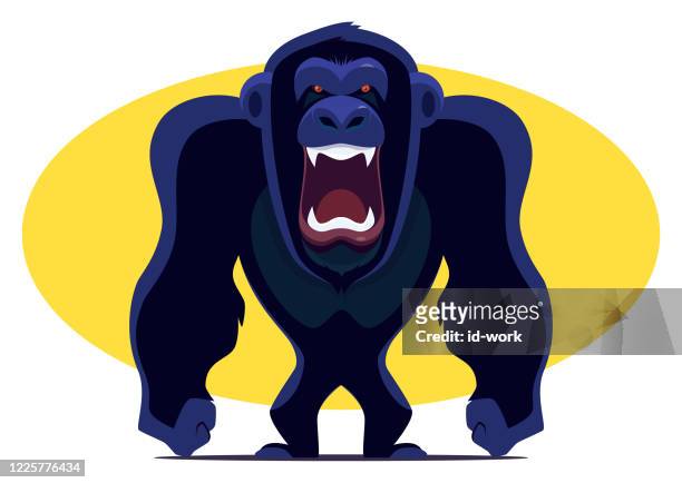 ilustrações, clipart, desenhos animados e ícones de chimpanzé irritado gritando - yawning