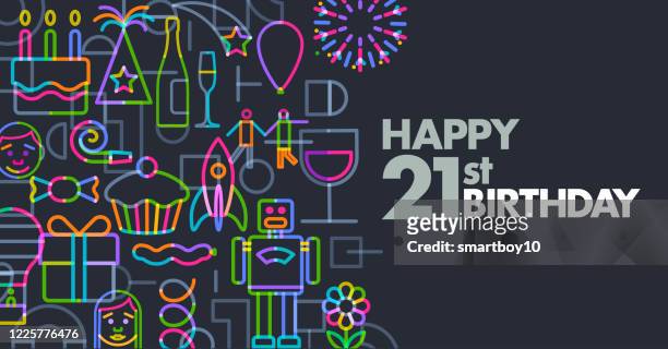 birthday greeting - 21st birthday stock illustrations
