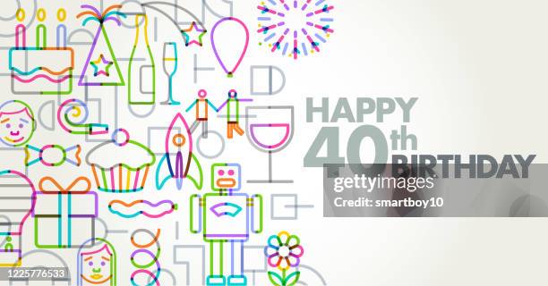 illustrazioni stock, clip art, cartoni animati e icone di tendenza di auguri di compleanno - 40 birthday