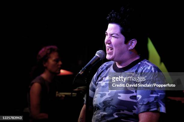 American singer and comedian Lea DeLaria performs live on stage at Pizza Express Jazz Club in Soho, London on 24th September 2003.