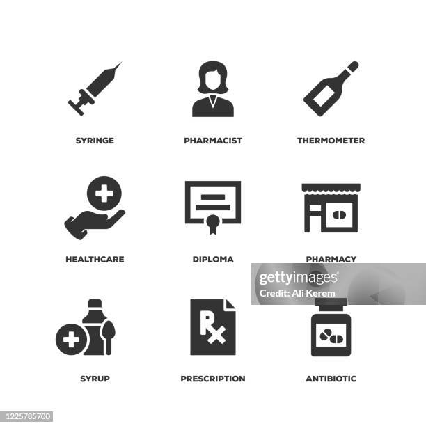 pharmacy set - pharmacy background stock illustrations