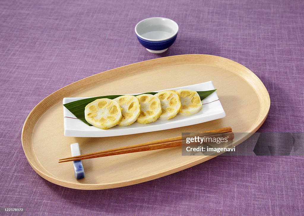 Mustard stuffed lotus root