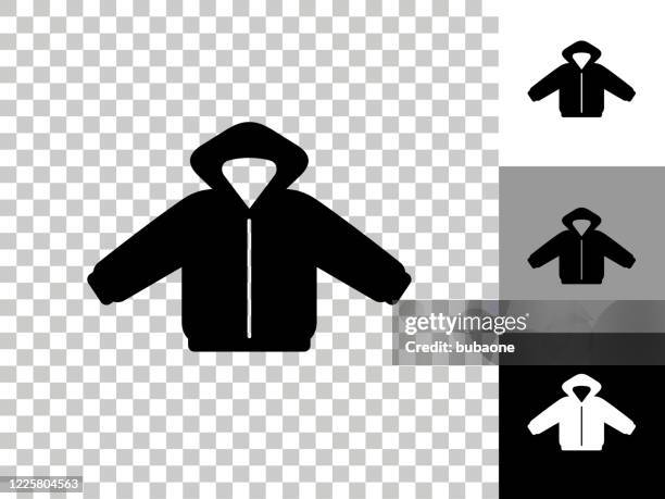 winter coat icon on checkerboard transparent background - winter coat stock illustrations