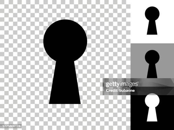 key hole icon on checkerboard transparent background - keyhole stock illustrations