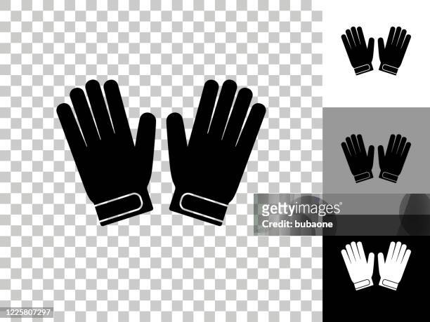 ilustraciones, imágenes clip art, dibujos animados e iconos de stock de goalie guantes icono en checkerboard transparent background - guantes de portero