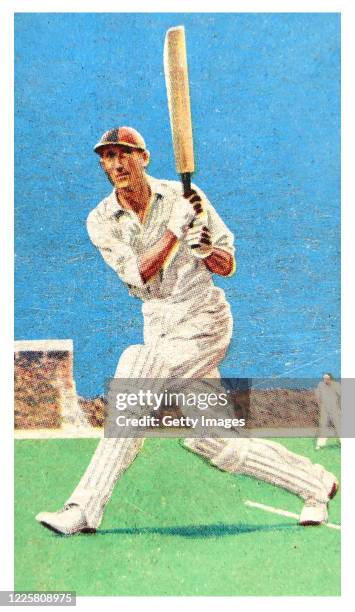 Cricket player D.R Jardine of Surrey and England, illustrated on a Gallaher Tobacco Cigarette Card from 1934.