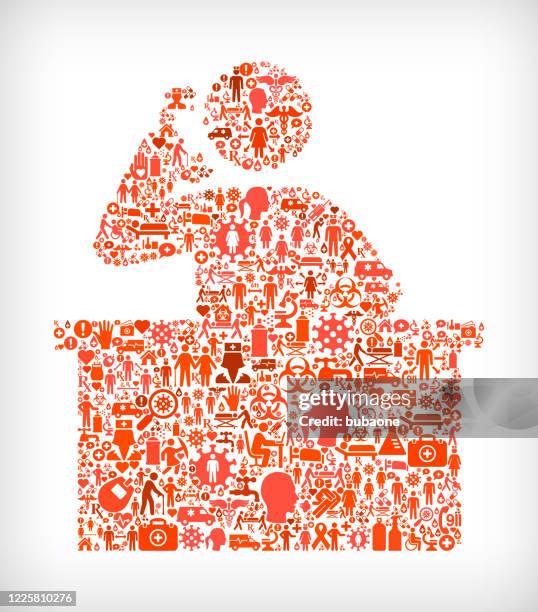 receptionist flu coronavirus icon pattern - clinic reception stock illustrations
