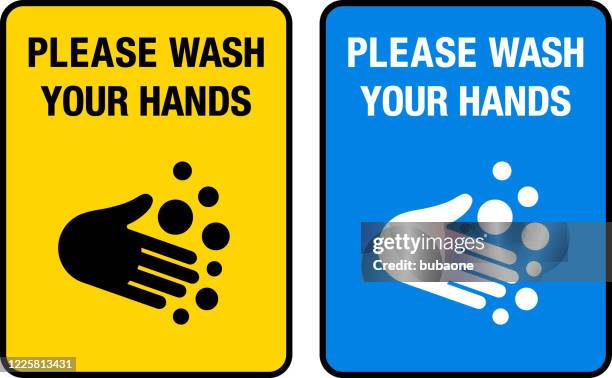 please wash your hands covid-19 coronavirus vector sign - wash your hands infographic stock illustrations