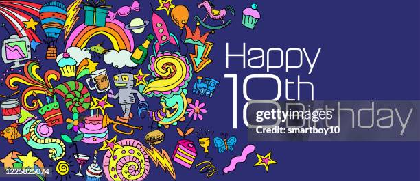happy birthday - happy 18th birthday stock illustrations