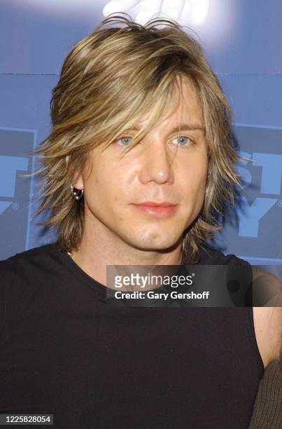 Portrait of American Pop Rock musician Johnny Rzeznik, from the band Goo Goo Dolls, as he poses during an instore promotional visit as part of the...