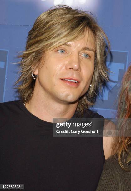 Portrait of American Pop Rock musician Johnny Rzeznik, from the band Goo Goo Dolls, as he poses during an instore promotional visit as part of the...