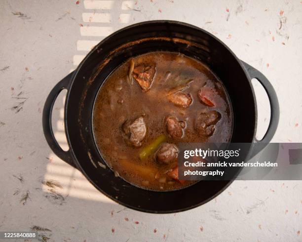 pork cheeks stew - cheek stock pictures, royalty-free photos & images