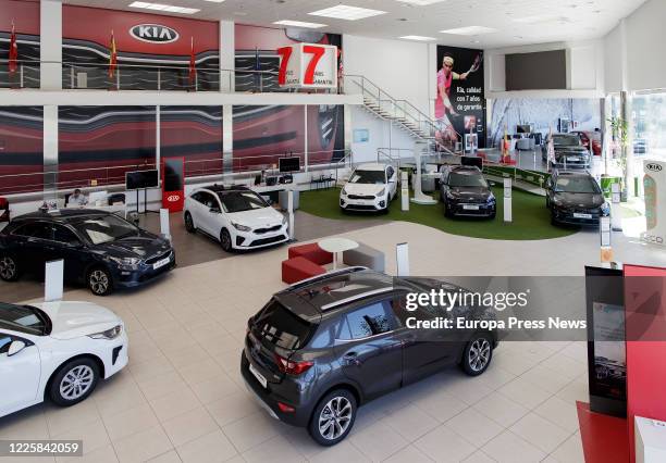 Interior of a KIA dealership on May 19, 2020 in Madrid, Spain. Dealerships and sales of all types of vehicles can open from yesterday by appointment...