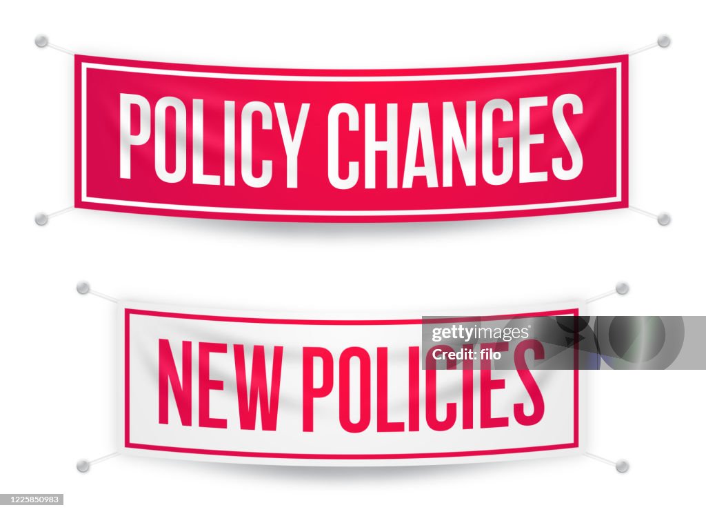 Policy Changes And New Policies Hanging Banner Signs High-Res Vector ...
