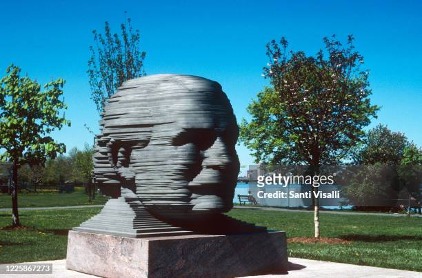Arthur Fiedler bust on May 2, 1988 in Boston, Massachusetts.