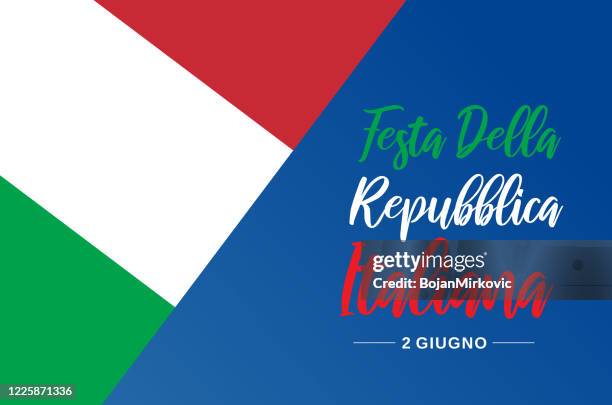 illustrazioni stock, clip art, cartoni animati e icone di tendenza di festa della repubblica italiana. festa della repubblica italiana card con bandiera d'italia. vettore - festa della repubblica