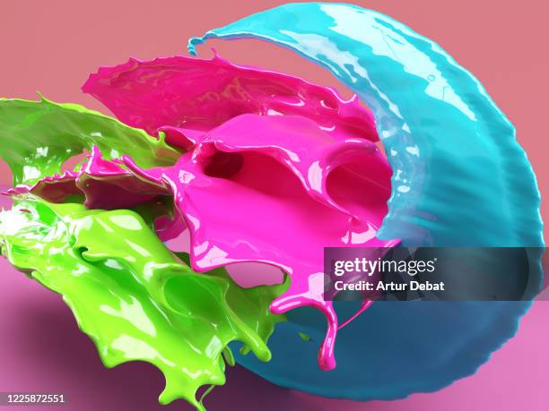 creative digital picture of liquid paint splash with colors and frozen moment. - freeze motion stock-fotos und bilder