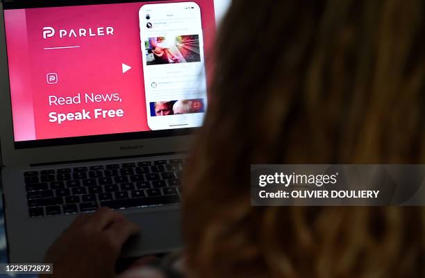 This illustration picture shows the social media website from Parler displayed on a computer screen in Arlington, Virginia on July 2, 2020. - Amid...