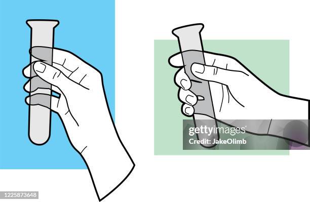 ilustraciones, imágenes clip art, dibujos animados e iconos de stock de hand holding test tube line art - aferrarse