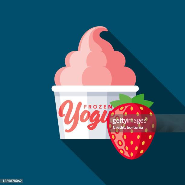erdbeere gefrorenen joghurt geschmack icon - ice cream cup stock-grafiken, -clipart, -cartoons und -symbole