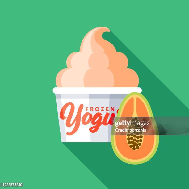 papaya frozen yogurt flavor icon - frozen yogurt stock illustrations