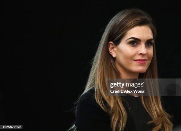 Hope Hicks, Counselor to President Donald Trump, listens during a cabinet meeting in the East Room of the White House on May 19, 2020 in Washington,...
