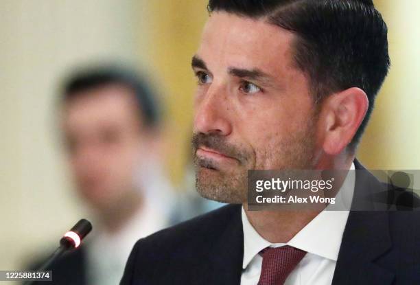 Acting U.S. Secretary of Homeland Security Chad Wolf speaks during a cabinet meeting in the East Room of the White House on May 19, 2020 in...