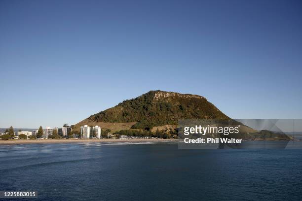 General view of Mount Maunganui and the main beach on May 20, 2020 in Tauranga, New Zealand. New Zealand has eased restrictions under COVID-19 Alert...