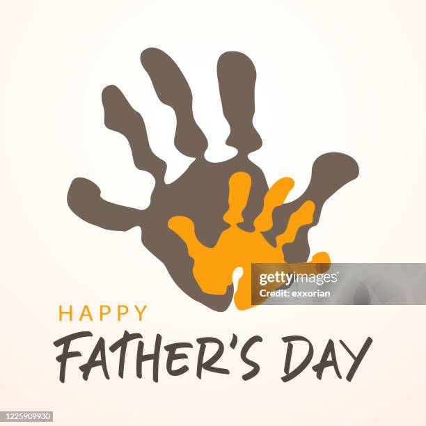 father's day handprints - happy fathers day vector stock illustrations