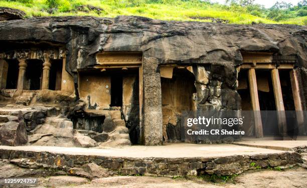 pandav leni the buddha caves at nashik, maharashtra, india. - nasik fotografías e imágenes de stock