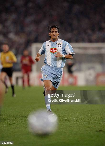 Simone Inzaghi of Lazio in action during the UEFA Champions League Group A match between Lazio and Bayer Leverkusen played at the Stadio Olimpico,...