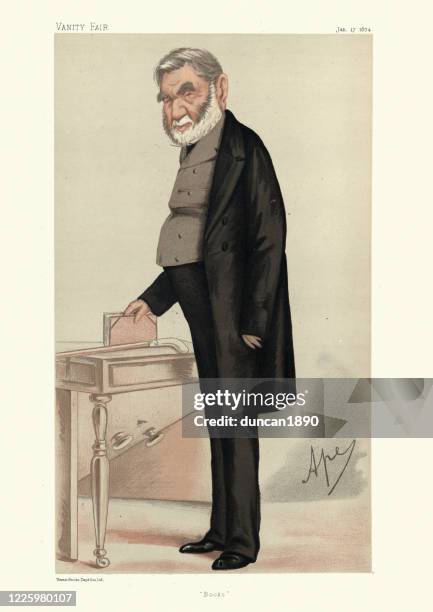anthony panizzi, principal librarian british museum, vanity fair caricature - british museum stock illustrations