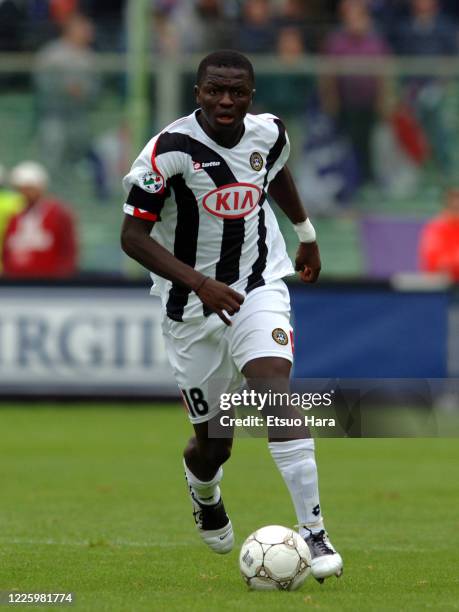 Sulley Muntari of Udinese in action during the Serie A match between Fiorentina and Udinese at the Stadio Artemio Franchi on September 18, 2005 in...