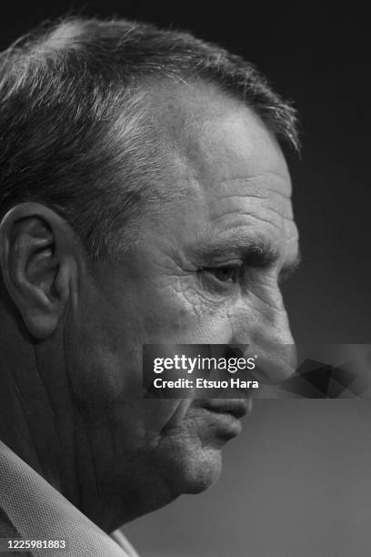 Johan Cruyff is seen prior to the UEFA Champions League Group B match between Ajax and Arsenal at the Amsterdam Arena on September 27, 2005 in...