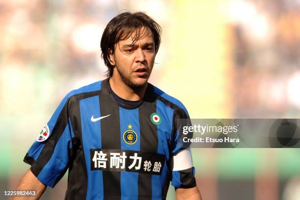 Alvaro Recoba of Inter Milan in action during the Serie A match between Inter Milan and Livorno at the Stadio Giuseppe Meazza on October 16, 2005 in...