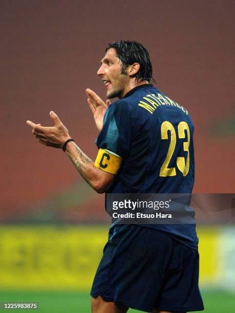 Marco Materazzi of Inter Milan is seen during the UEFA Champions League Group H match between Inter Milan and Porto at the Stadio Giuseppe Meazza on...