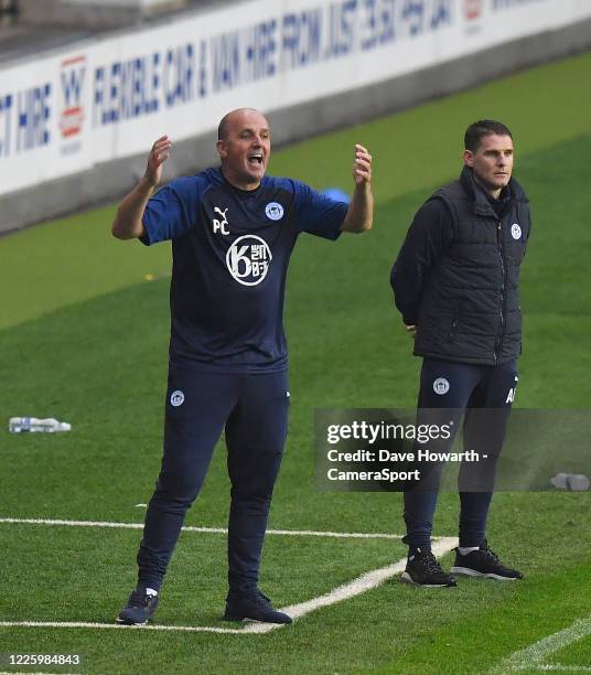 Wigan Athletic's Manager Paul Cook during the Sky Bet Championship match between Wigan Athletic and Queens Park Rangers at DW Stadium on July 8, 2020...