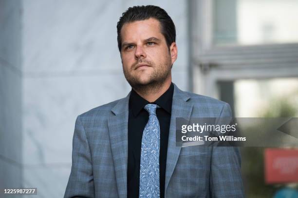 Rep. Matt Gaetz, R-Fla., is seen after the House Judiciary Committee closed door interview with Geoffrey Berman, former U.S. Attorney for the...