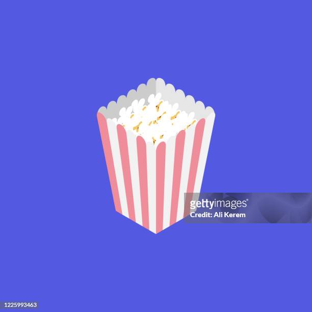 stockillustraties, clipart, cartoons en iconen met pictogram popcorn isometrische - popcorn