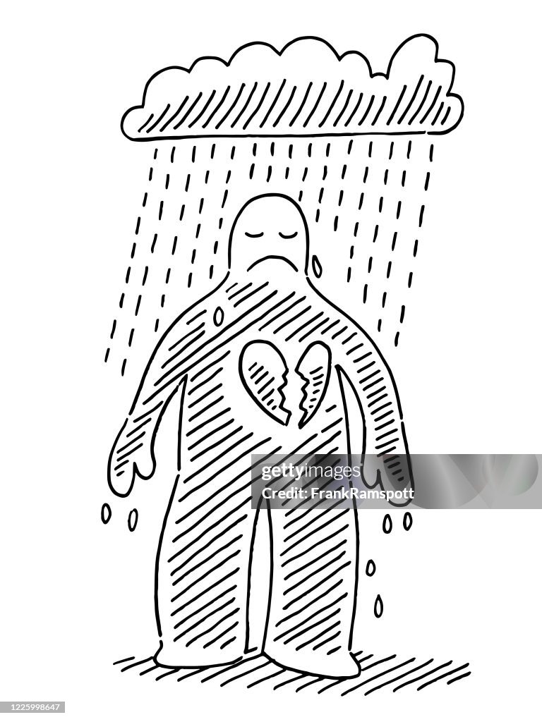 Dibujo Conceptual De La Depresión De Figuras Humanas Tristes Ilustración de  stock - Getty Images