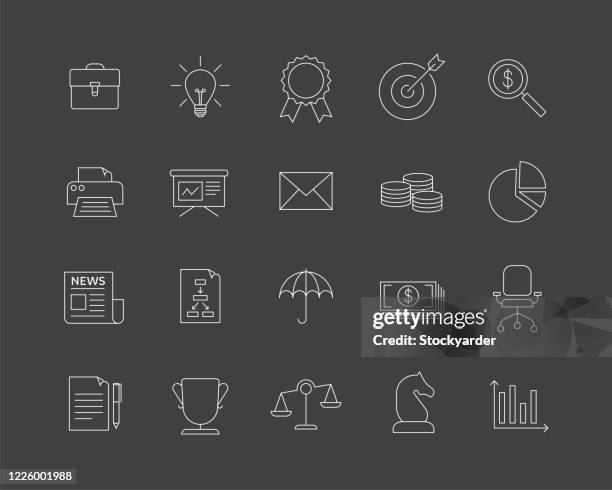 editable stroke business line icon set - office printer stock illustrations
