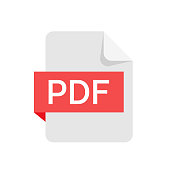 PDF format file isolated on white background.