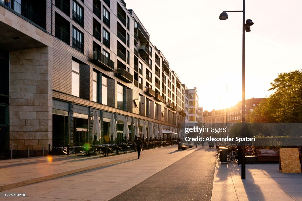 Sun shining on the streets of Malmo in the morning, Sweden