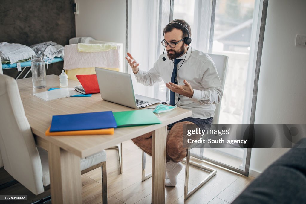 Businessman working from home do to pandemic outbreak